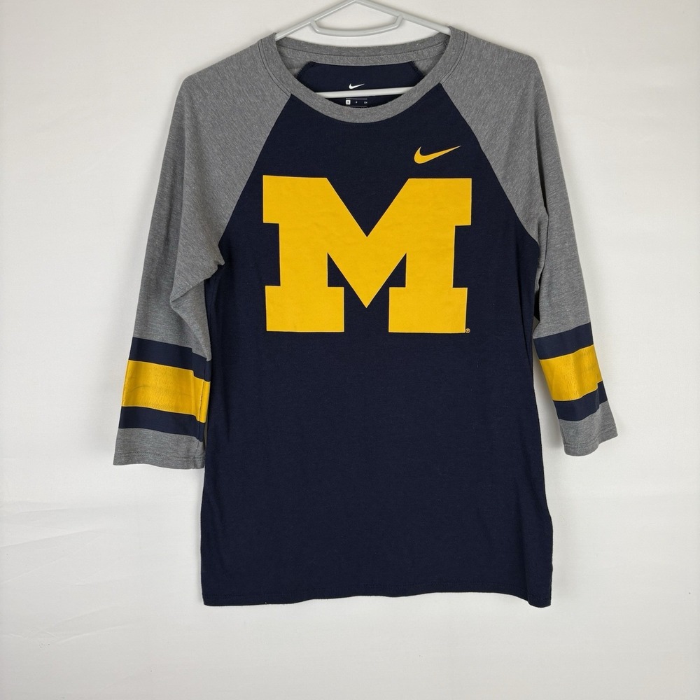 Nike Michigan Wolverines Raglan 3/4 Sleeve T Shirt Women's Size Small Nike Tee